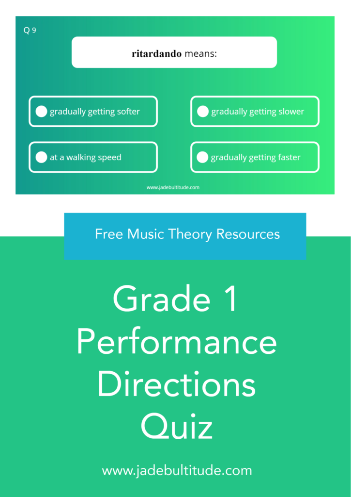 performance direction quiz, grade 1, music words, learn words, interactive music resource 