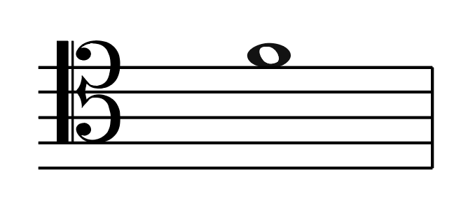 F above middle C, tenor clef, transpose