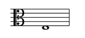 Alto clef, semibreve, whole note, E below middle C, transpose