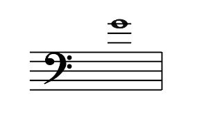Bass clef, semibreve, whole note, G above middle C