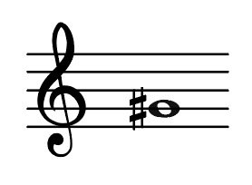 treble clef, G sharp, semibreve