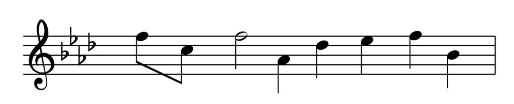 melody A flat major, down perfect fifth
