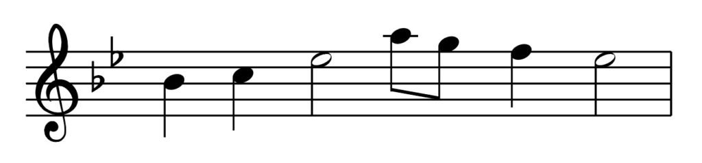 Melody in G minor, G minor key signature, melody, transpose up a minor 3rd