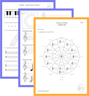 three music theory worksheets