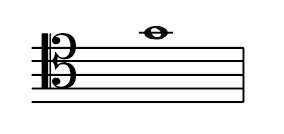 Tenor clef, semibreve, whole note, G above middle C