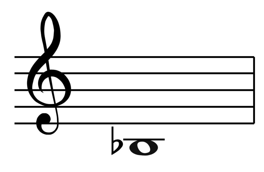 B flat, below middle C, major second lower