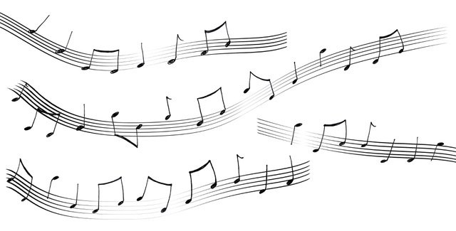 Music notes, stave, melody, banner, music theory