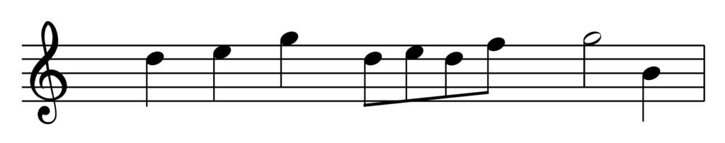melody in C major, transpose down perfect 5h