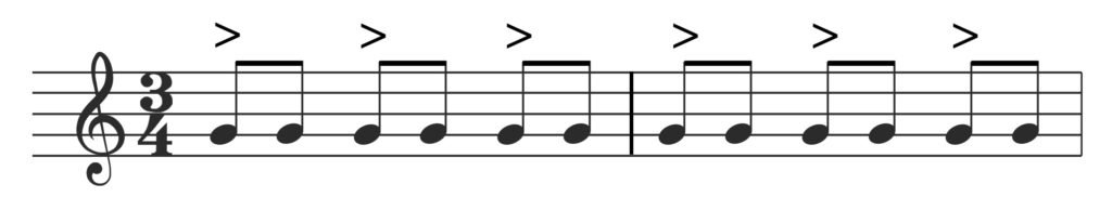3/4 time, 3/4 time signature, quavers, simple time, short melody