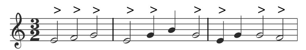 3/2 time, 3/2 time signature, simple time, short melody