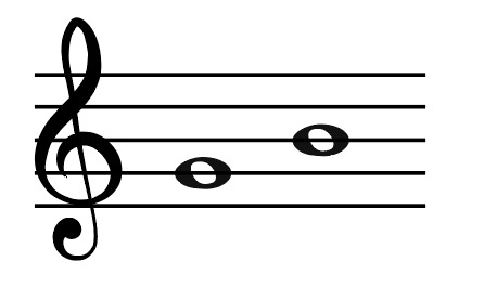 G natural, B natural, major 3rd, interval