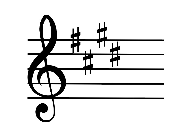 key signature, E major, E major ey signature