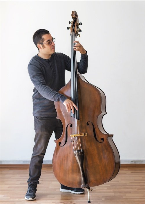man playing double bass