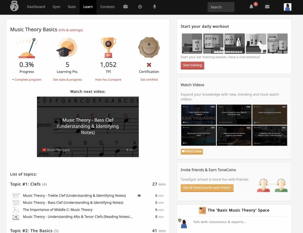ToneGym Music Theory Dashboard
