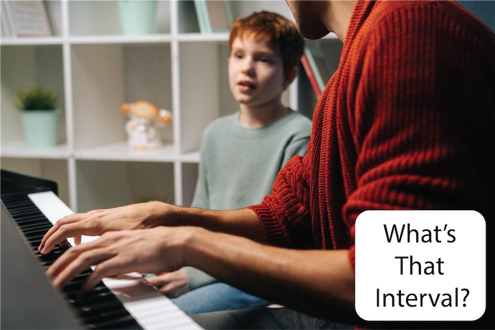teacher piano student, what's that interval game