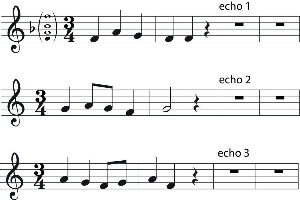 singing echo aural test, sheet music