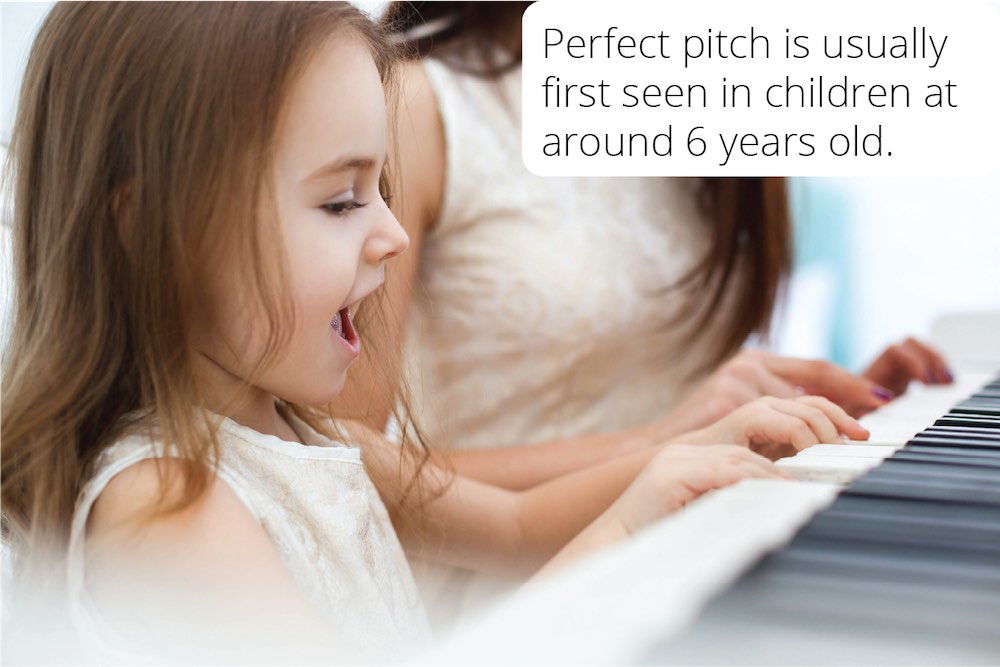 child singing with caption about perfect pitch