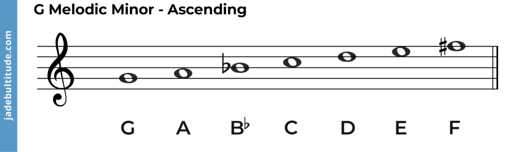 G Melodic Minor Scale ascending