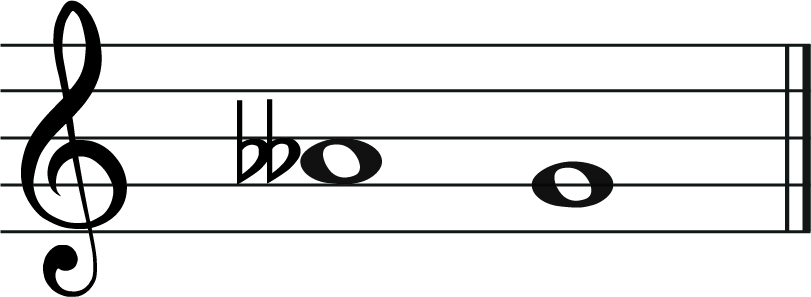 a double flat and g natural on treble clef staff