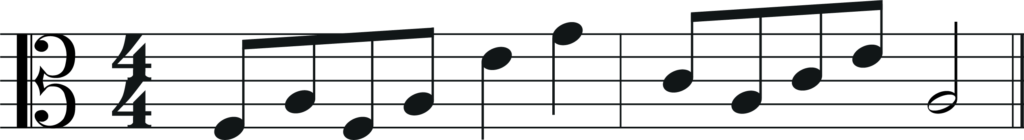 alto clef two measure melody on line notes