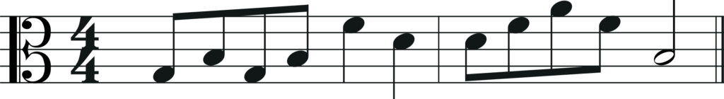 alto clef two measure melody on space notes