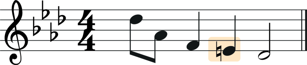one measure in a flat major with an e natural
