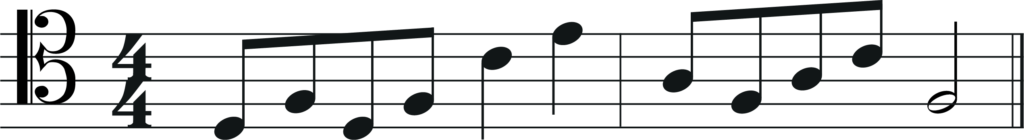 two measure melody in tenor clef using only line notes