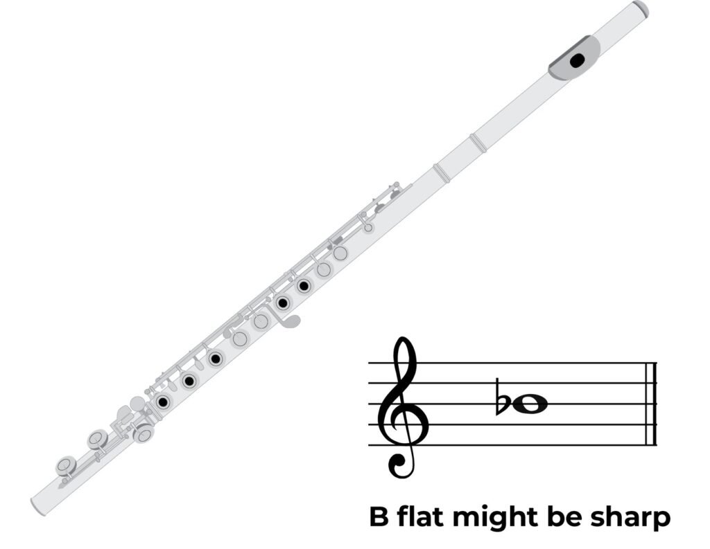 b flat might be sharp on flute