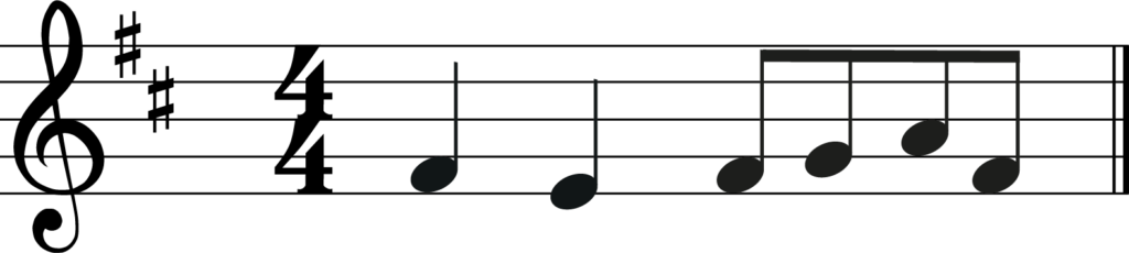 d major melody f sharp, e, f sharp