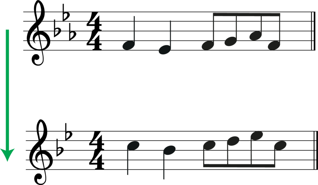 full transposition of e flat major to. b flat major