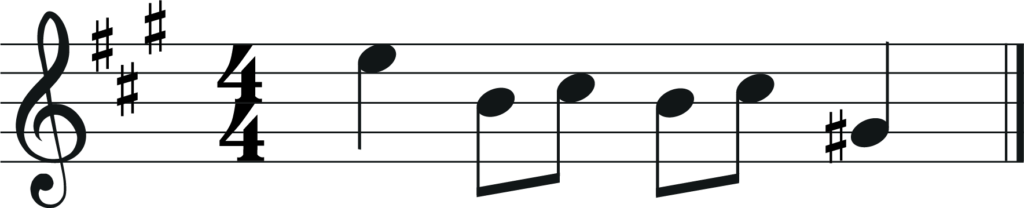 melody in a major for transpose down a major 2nd