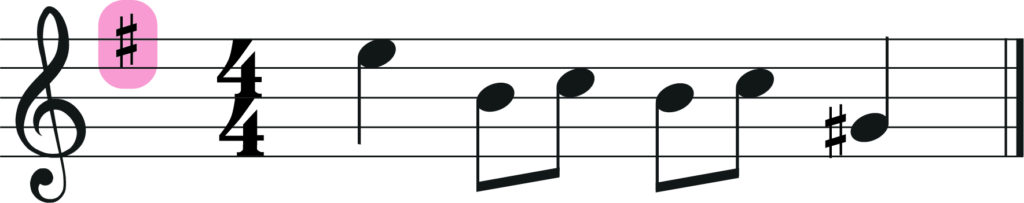 melody in g major with key signature highlighted