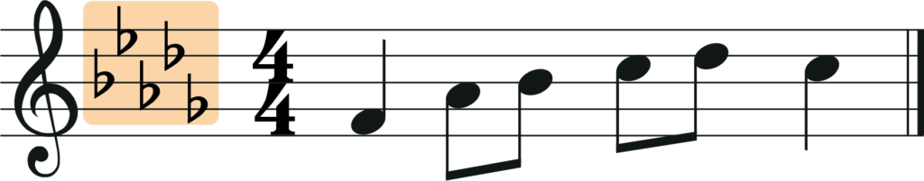 melody transposed into D flat major