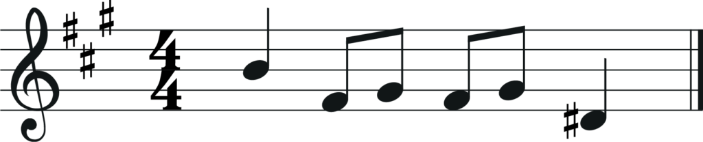 one measure melody in A major