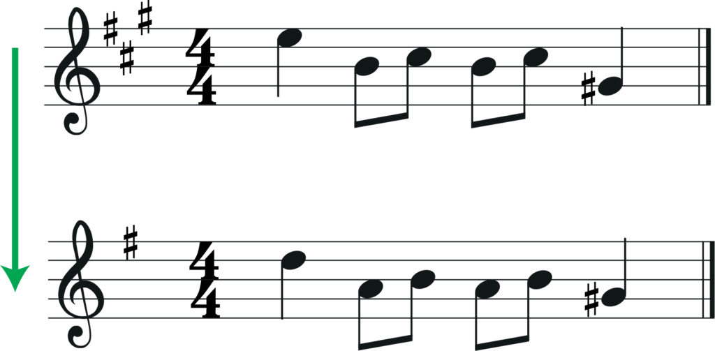 transposition down major 2nd