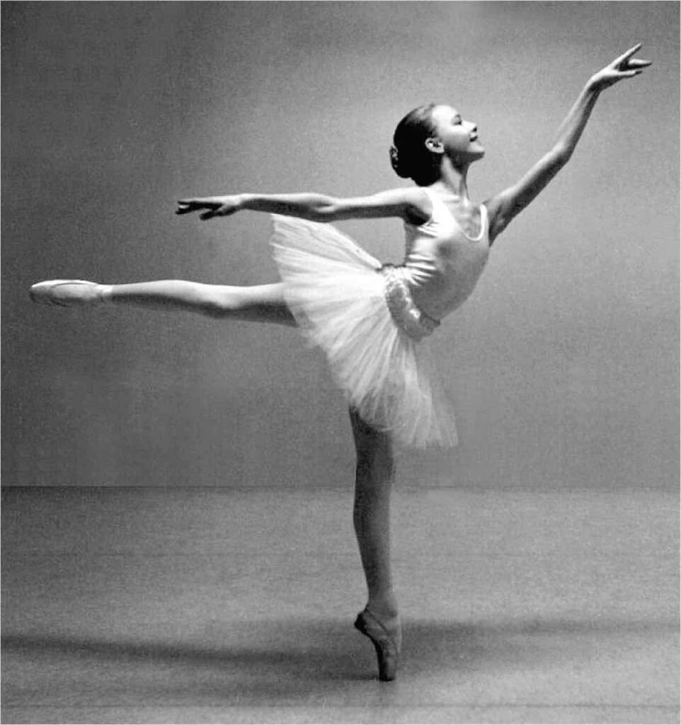 ballet dancer performing arabesque