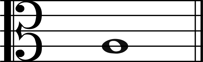 A music note in alto clef