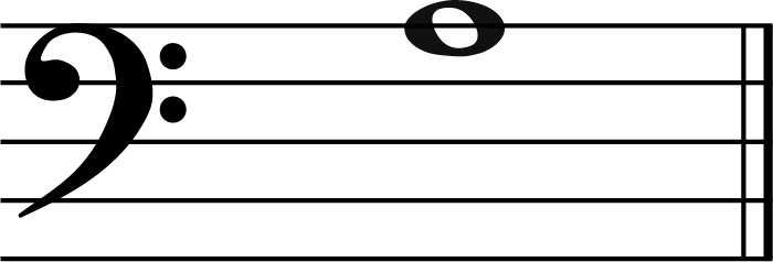 A music note in bass clef