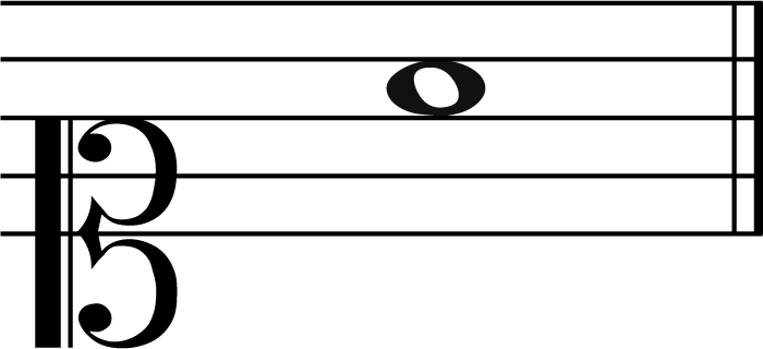 A music note in soprano clef