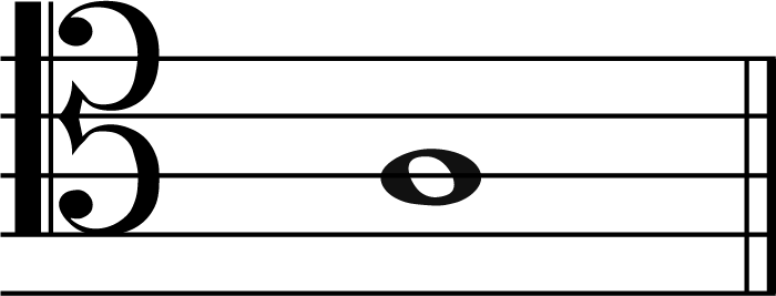 A music note in tenor clef