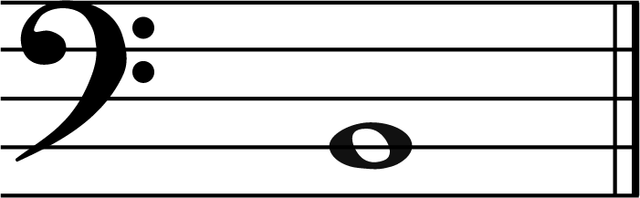 B music note in Bass clef