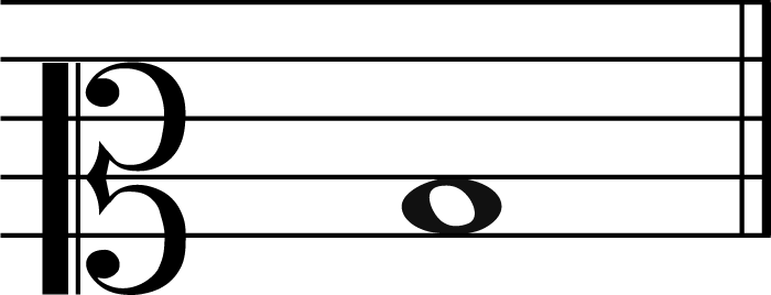 B music note in mezzo soprano clef