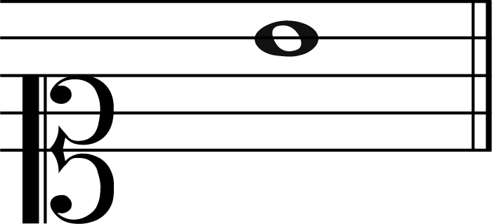 B music note in soprano clef