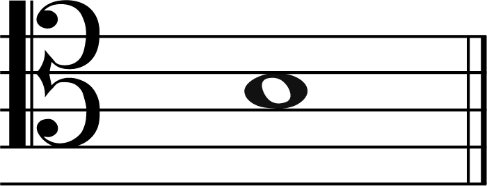 B music note in tenor clef