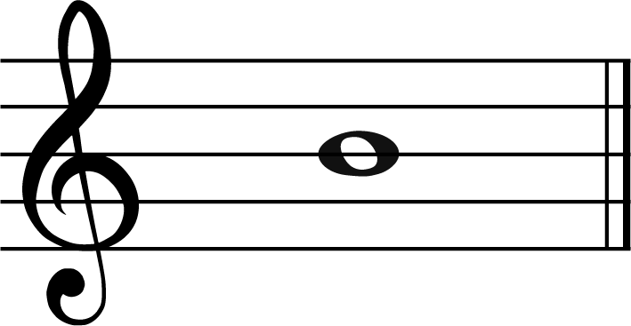 B music note in trelbe clef