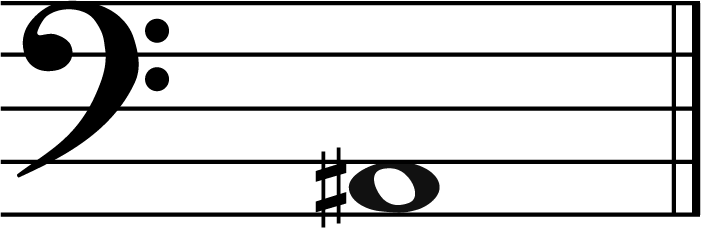 a sharp music note in bass clef