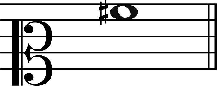 a sharp music note in mezzo soprano clef