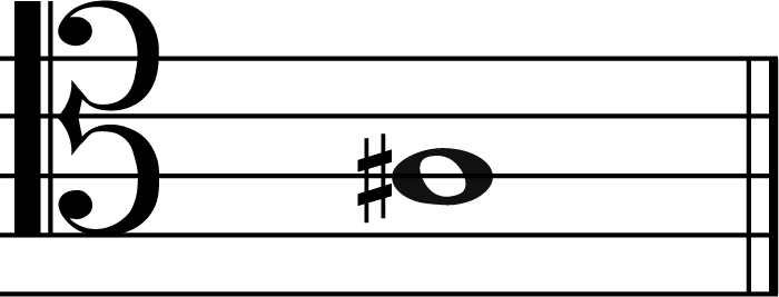 a sharp music note in tenor clef