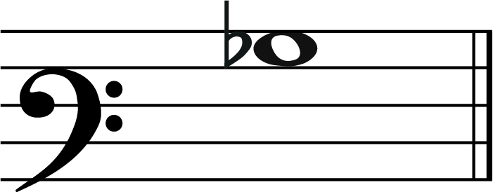 b flat music note in baritone clef
