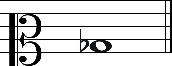 b flat music note in mezzo soprano clef